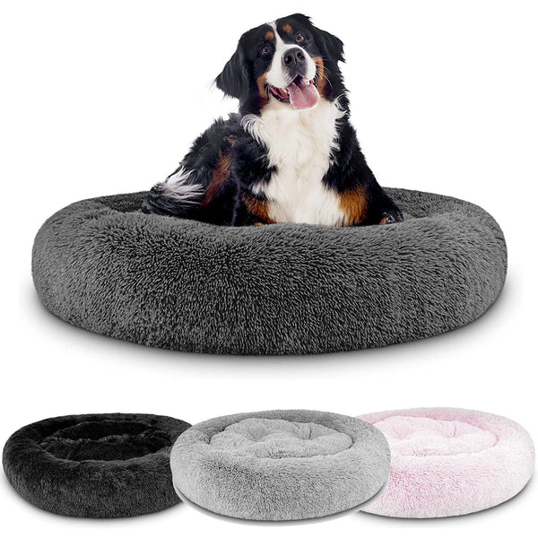 Donut Dog Bed Calming Soft Comfy Anti Anxiety Plush Dog Bed