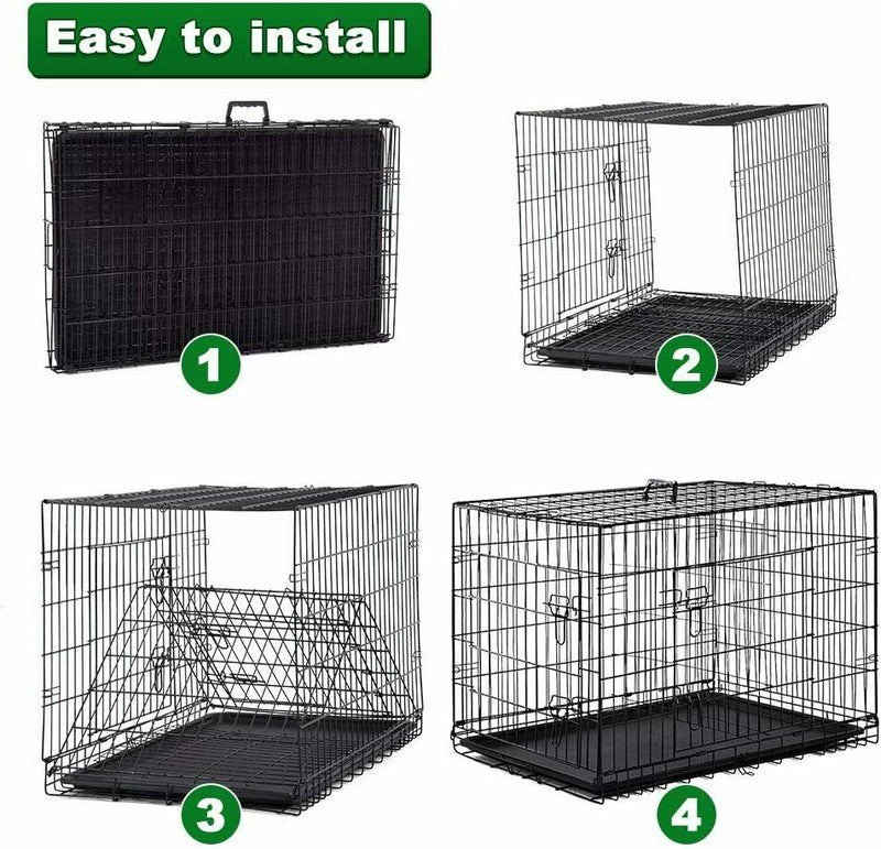 Dog Crate, Heavy Duty Dog Cage With 2 Doors