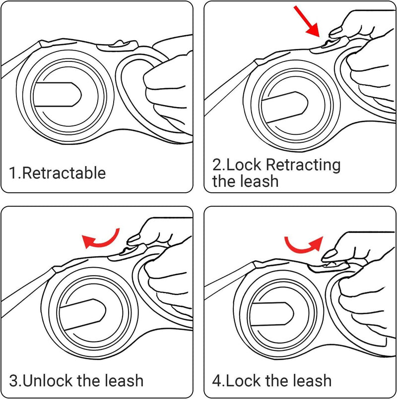 Retractable Dog Lead Extendable Training Dog Leash 3 Sizes