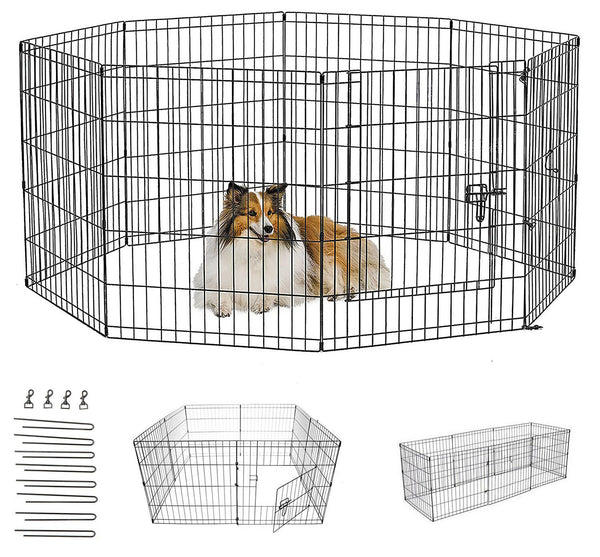 Dog Pen Puppy Pet Playpen Outdoor Run Foldable Animal Enclosure